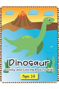 Dinosaur Activity and Coloring Book for kids ages 3-8