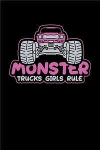 Monster Trucks Girl Rule: Dot Grid 6x9 Notebook, Dotted Diary and Bullet Journal with 120 Pages great gift for monster truck women and monster truck girls