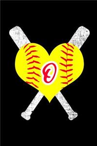 O Monogram Initial Softball Journal
