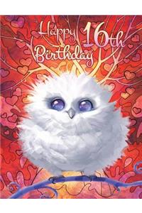 Happy 16th Birthday: Pretty Owl Themed Birthday Book, Notebook for School, Personal Journal, or Diary...185 Lined Pages to Write In, Birthday Gifts for 16 Year Old Girls or Boys, Kids, Teens, Daughter or Son, Granddaughter or Grandson, Bird Lovers,