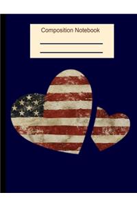 American Flag Hearts Composition Notebook