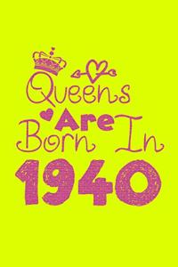 Queens Are Born In 1940 Notebook: Lined Notebook/Journal Gift 120 Pages, 6x9 Soft Cover, Matte Finish, Yellow Cover