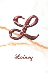 Lainey: Journal Diary - Personalized First Name Personal Writing - Letter L White Marble Rose Gold Pink Effect Cover - Daily Diaries for Journalists & Write