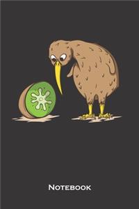 Kiwi bird next to kiwi fruit Notebook