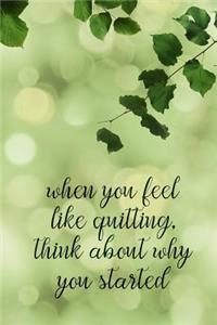When You Feel Like Quitting, Think about Why You Started