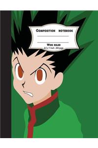Composition notebook wide ruled 200 pages, 8.5 x 11 inch, Green Boy Manga