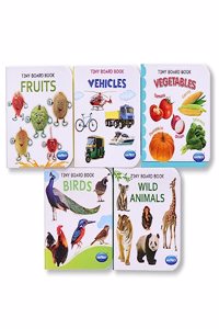 Navneet Tiny Board Book Library- Best Picture board books for tiny tots: 5 Books- Birds, Wild animals, Fruits, Vegetables, Vehicles- Early Learning Books