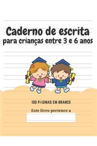 Caderno de escrita para crianças entre 3 e 6 anos