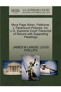 Myra Page Wiren, Petitioner, V. Paramount Pictures, Inc. U.S. Supreme Court Transcript of Record with Supporting Pleadings