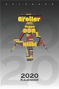 DDR Wortwolke in Hammer und Zirkel Kalender 2020