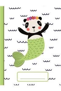 Panda Mermaid - Wide-Ruled Composition Book