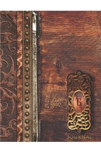 G Journal: Rustic Vintage Designed Initial G Monogram Notebook: Journal Style Blank Lined Paper: Large