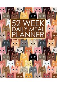 52 Week Daily Meal Planner: Cute Colorful Cats - Plan Shop and Prepare Large - Small Family Menu - Recipe Grocery Market Shopping Lists Budget Tracker - Vegan Vegetarian Keto a