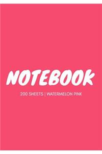 Notebook 200 Sheets: Watermelon Pink: Notebook 7 X 10: Notebook 400 Pages