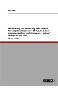 externe Krisenkommunikation der BP PLC nach dem Untergang der Bohrinsel 