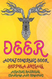 Adult Coloring Book Hippie Animals - Amazing Patterns Mandala and Relaxing - Deer