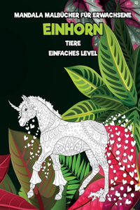 Mandala Malbücher für Erwachsene - Einfaches Level - Tiere - Einhorn