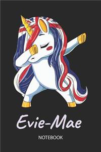 Evie-Mae - Notebook: Blank Lined Personalized & Customized Name Great Britain Union Jack Flag Hair Dabbing Unicorn Notebook / Journal for Girls & Women. Funny Unicorn Ac