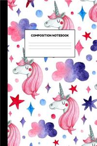 Composition Notebook: College Ruled Blank Lined Journal Paper Notebook - 120 Pages 6"x9" Smooth Matte Cover with Cute Unicorn School Supplies for Girls - Writing Notes, D