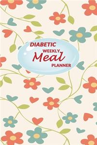 Diabetic Weekly Meal Planner: Diabetes 52 weeks of Food Menu Planning with Grocery Shopping List, Recipe pages Notebook Size 6x9 in - Red and Green Flowers Print