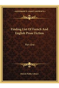 Finding List of French and English Prose Fiction