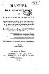 Manuel des propriétaires et des marchands de boissons