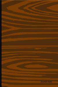 Journal Daily: Brown Wood Design, Lined Blank Journal Book, 6 X 9, 150 Pages, Paperback,6