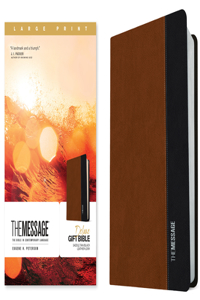 Message Deluxe Gift Bible, Large Print (Leather-Look, Saddle Tan/Black)