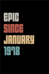 Epic Since 1978 January: Birthday Lined Notebook / Journal Gift, 120 Pages, 6x9, Soft Cover, Matte Finish "Vintage Birthday Gifts"