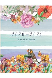 2020-2021 2 Year Planner Floral Stripes Monthly Calendar Goals Agenda Schedule Organizer