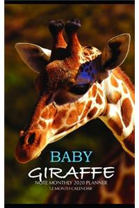 Baby Giraffe Note Monthly 2020 Planner 12 Month Calendar