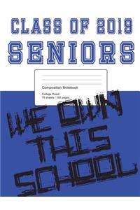 Class of 2019 Blue and White Composition Notebook