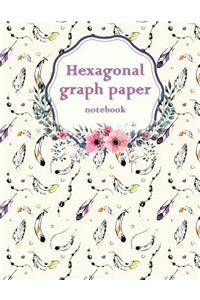 Hexagonal Graph Paper Notebook: Pretty Floral, 1/4 Inch Hexagons Graph Paper Notebooks 120 Pages Large Print 8.5
