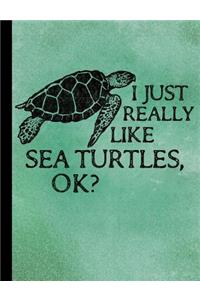 I Just Really Like Sea Turtles Composition Notebook - Wide Ruled