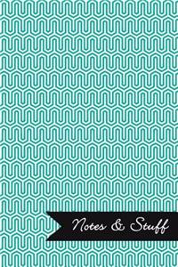 Notes & Stuff - Lined Notebook with Persian Green Key Maze Pattern Cover