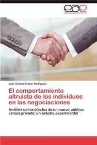 comportamiento altruista de los individuos en las negociaciones