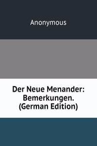 Der Neue Menander: Bemerkungen. (German Edition)