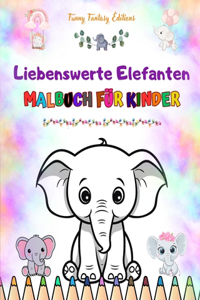 Liebenswerte Elefanten Malbuch für Kinder Niedliche Szenen von liebenswerten Elefanten und ihren Freunden