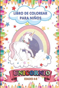 Unicornio Libro de colorear Para niños Edades 4-8