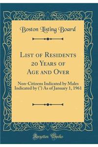 List of Residents 20 Years of Age and Over: Non-Citizens Indicated by Males Indicated by (°) As of January 1, 1961 (Classic Reprint)