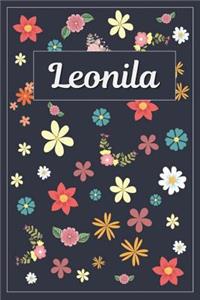 Leonila: Lined Writing Notebook with Personalized Name 120 Pages 6x9 Flowers