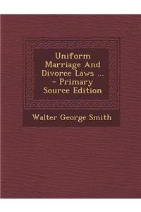 Uniform Marriage and Divorce Laws ...