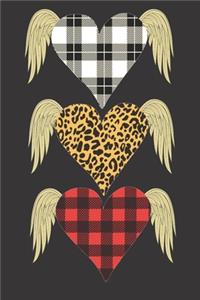 Leopard and Buffalo Plaid Three Hearts Wings