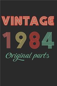 Vintage 1984 Original Parts: Retro Birthday Gift Notebook Blank Lined Journal