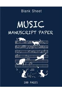 Blank Sheet Music Notebook with cat for guitar with chords