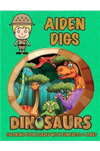 Aiden Digs Dinosaurs Coloring Book Loaded With Fun Facts & Jokes