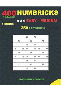 NUMBRICKS 400 puzzles 9 x 9 EASY - MEDIUM + BONUS 250 LABYRINTH 25 x 25