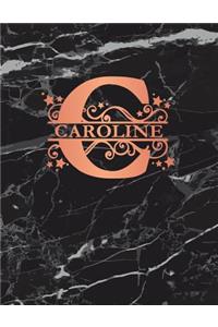 Caroline: Personalized Sketchbook 8.5 X 11. Monogram Letter C Sketch Pad/Journal/Note Book. Black Marble & Rose Gold Cover. Doodle, Notebook, Journal, Create!