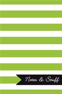Notes & Stuff - Lined Notebook with Lime Green Striped Pattern Cover