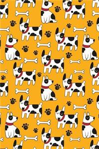 Bullet Journal Notebook Dogs and Bones Pattern on Orange